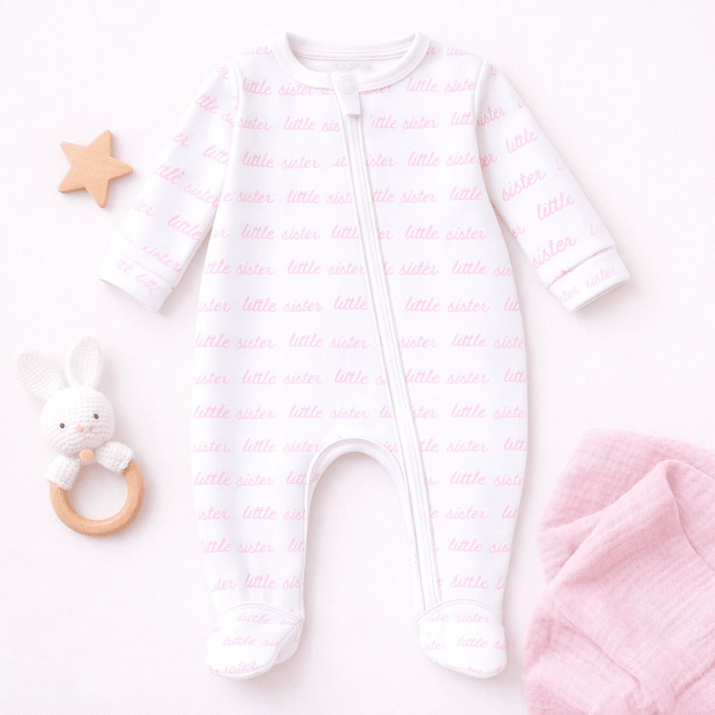 Magnolia Baby Little Sister Zip Footie – Baby Girl Pima Cotton Newborn Outfit