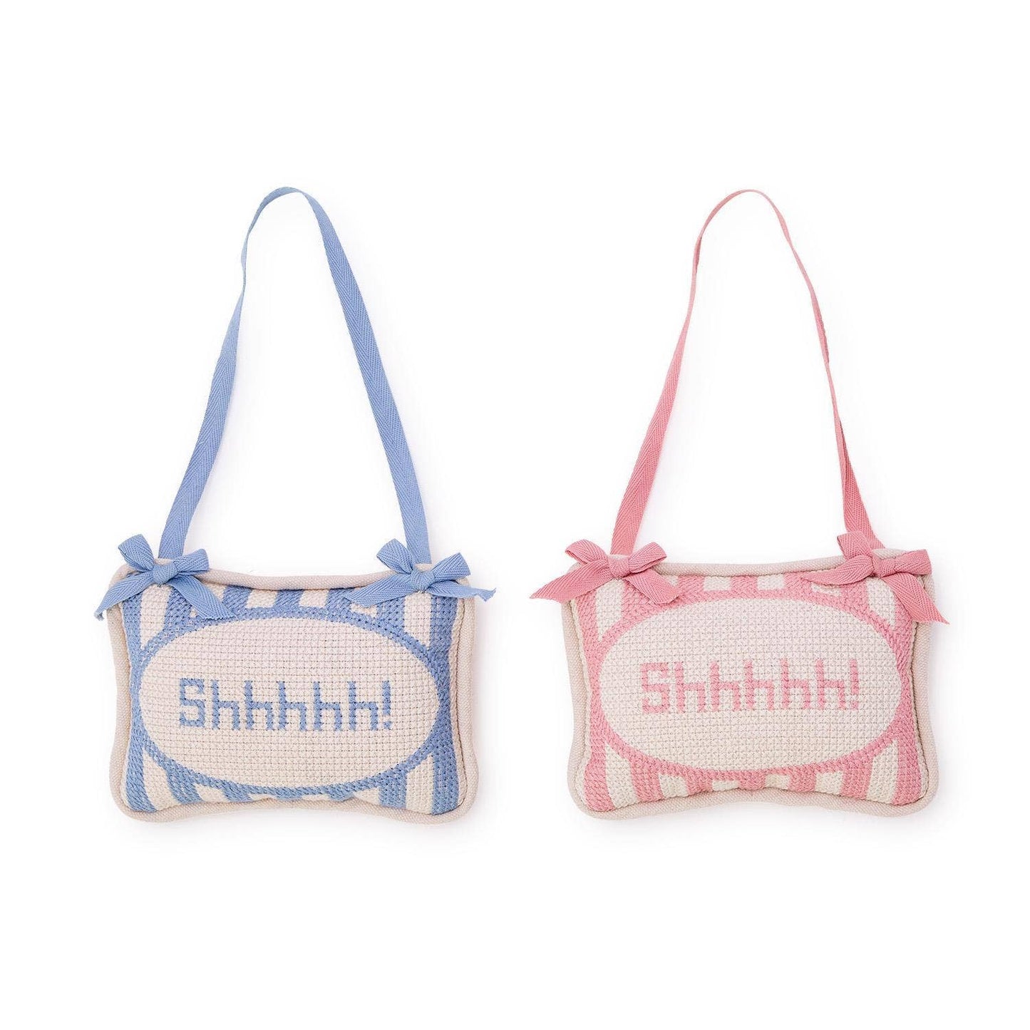 Two's Company Shhhhh! Embroidered Pillow Door Hanger Décor