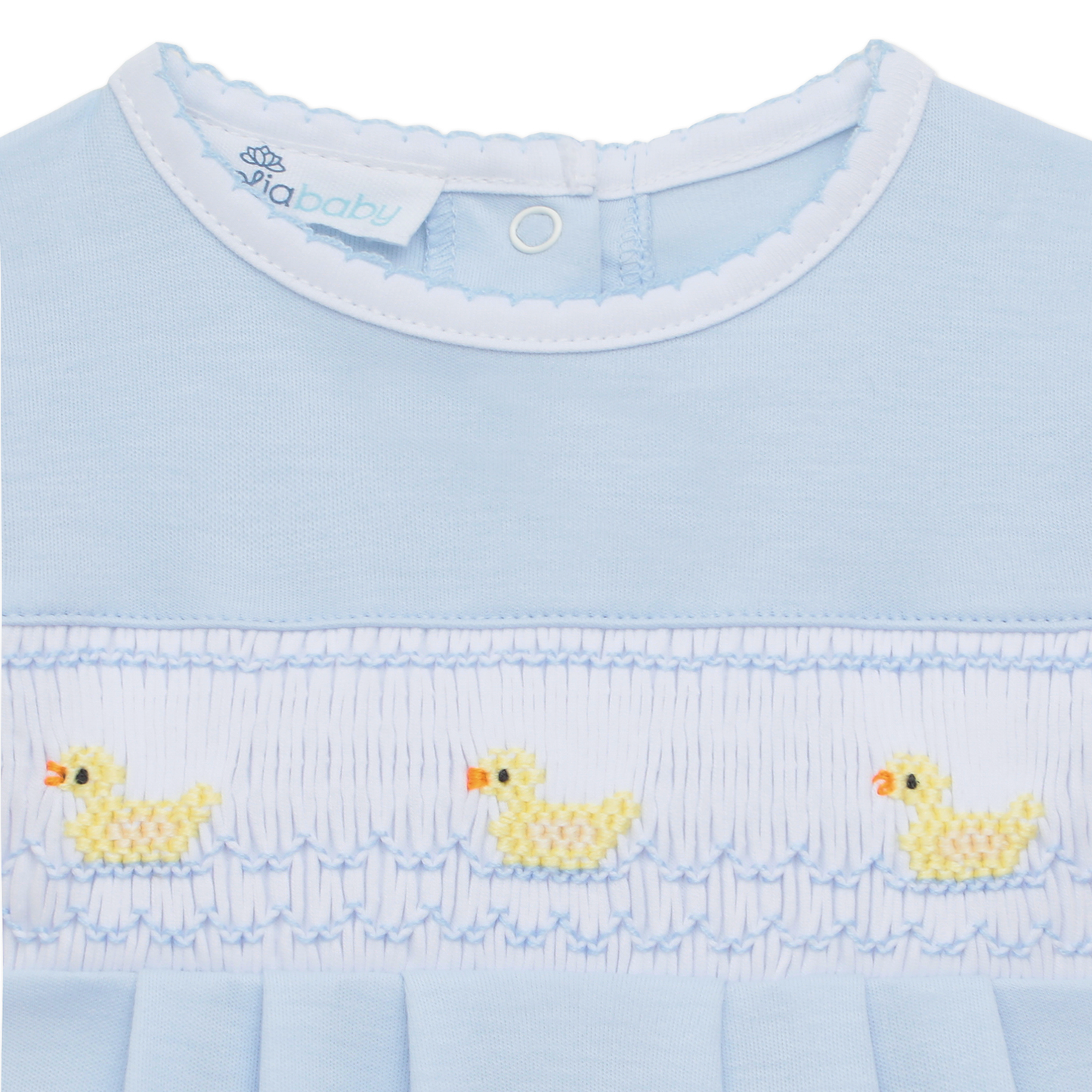 Magnolia Baby Little Ducklings Classics Smocked Bubble - Light Blue