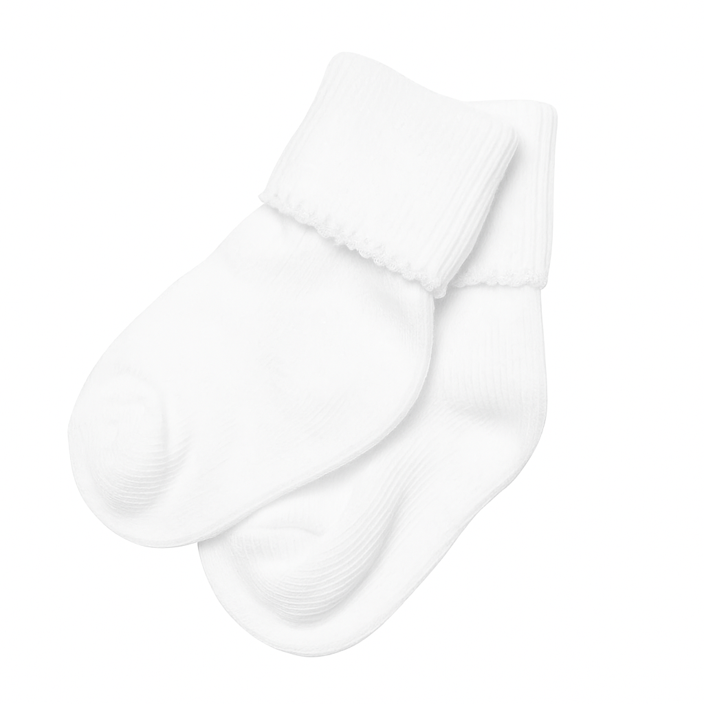 Magnolia Baby Essentials White Socks with White Trim
