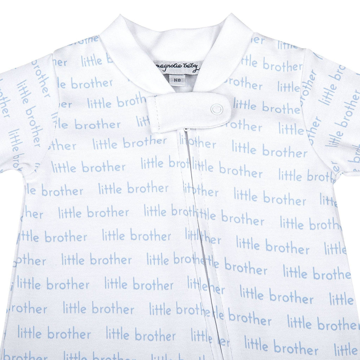 Magnolia Baby Little Brother Print Zip Footie