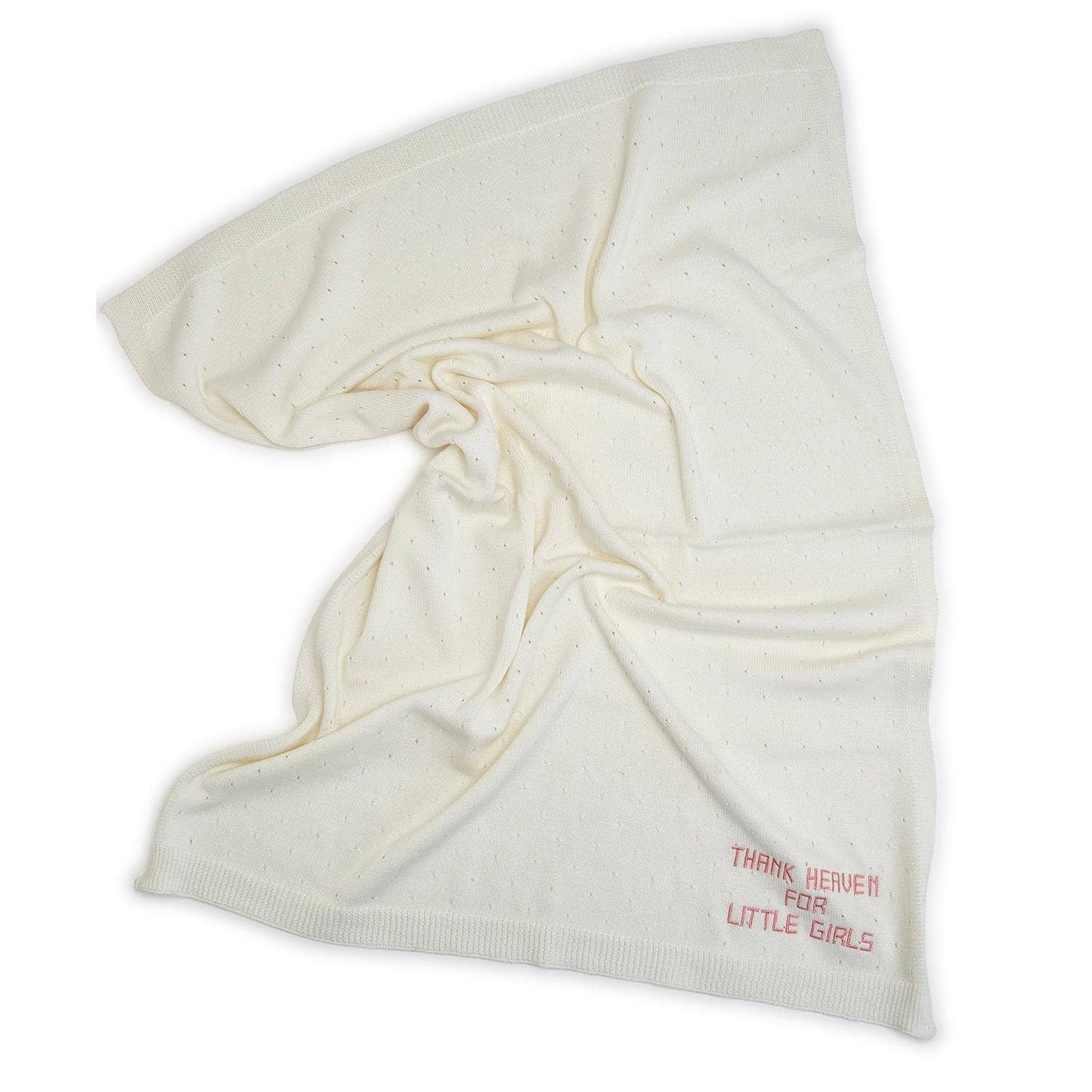 Cupcakes and Cartwheels Thank Heaven Embroidered Knit Cotton Blanket