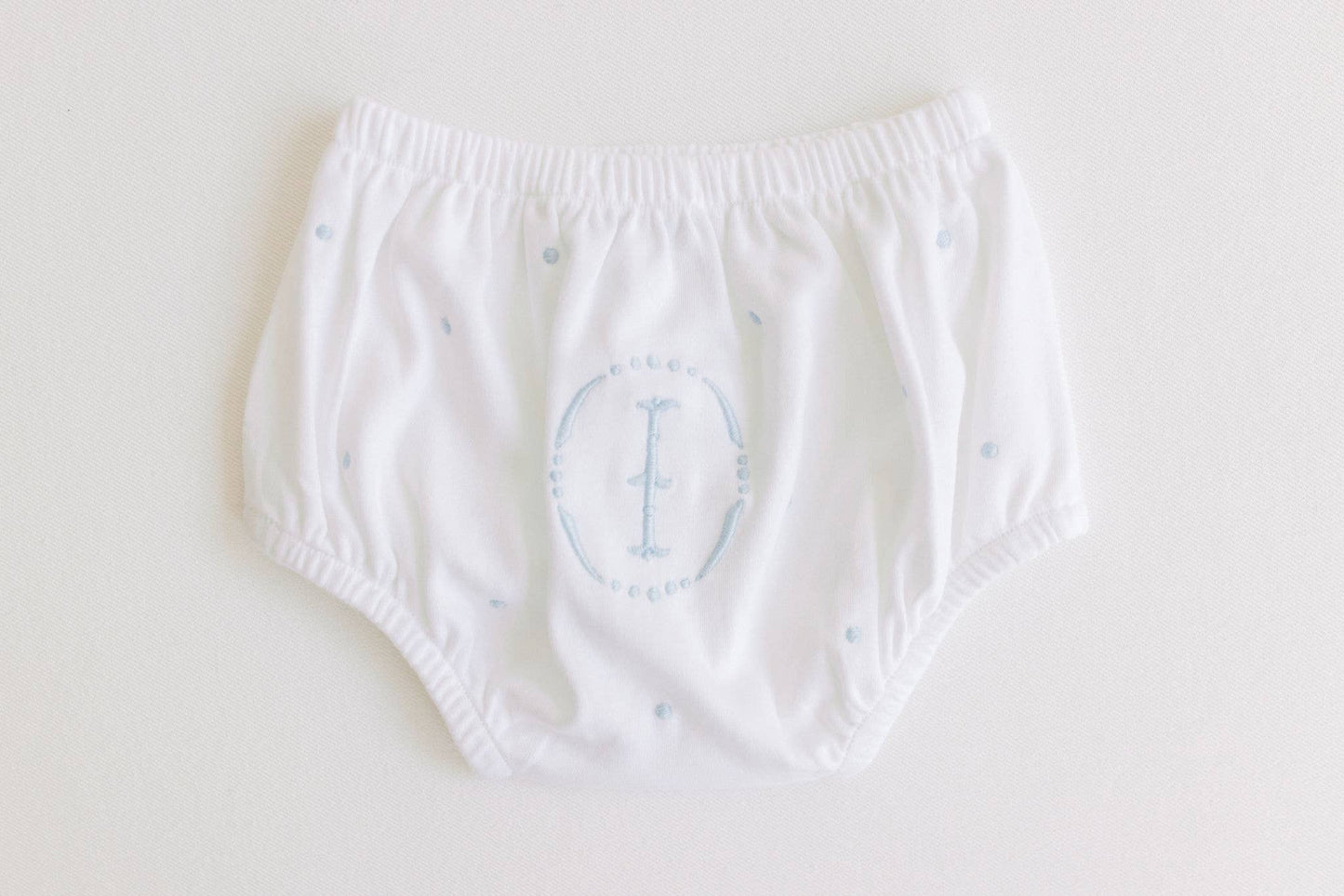 Terry Tots Diaper Cover - Blue Embroidered Dots