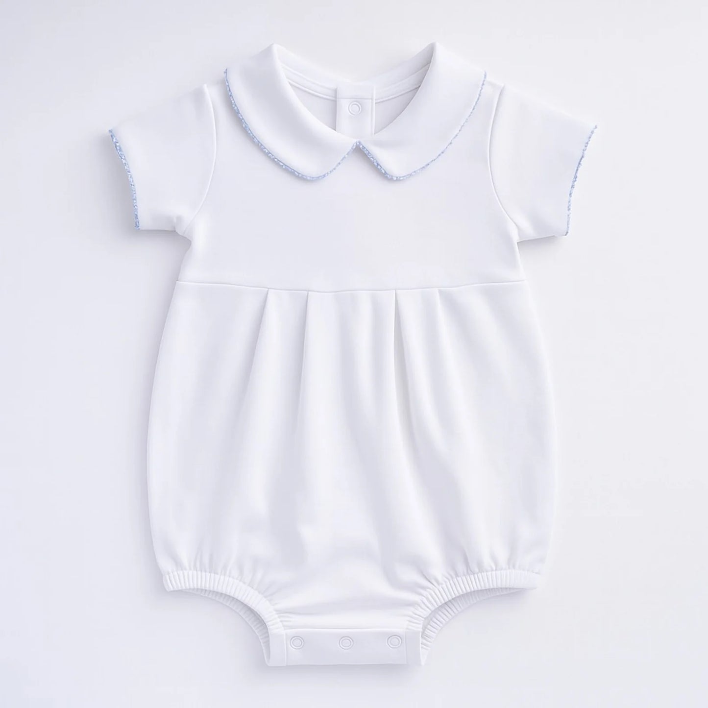 Magnolia Baby Essentials Solid Collared Bubble - White Blue
