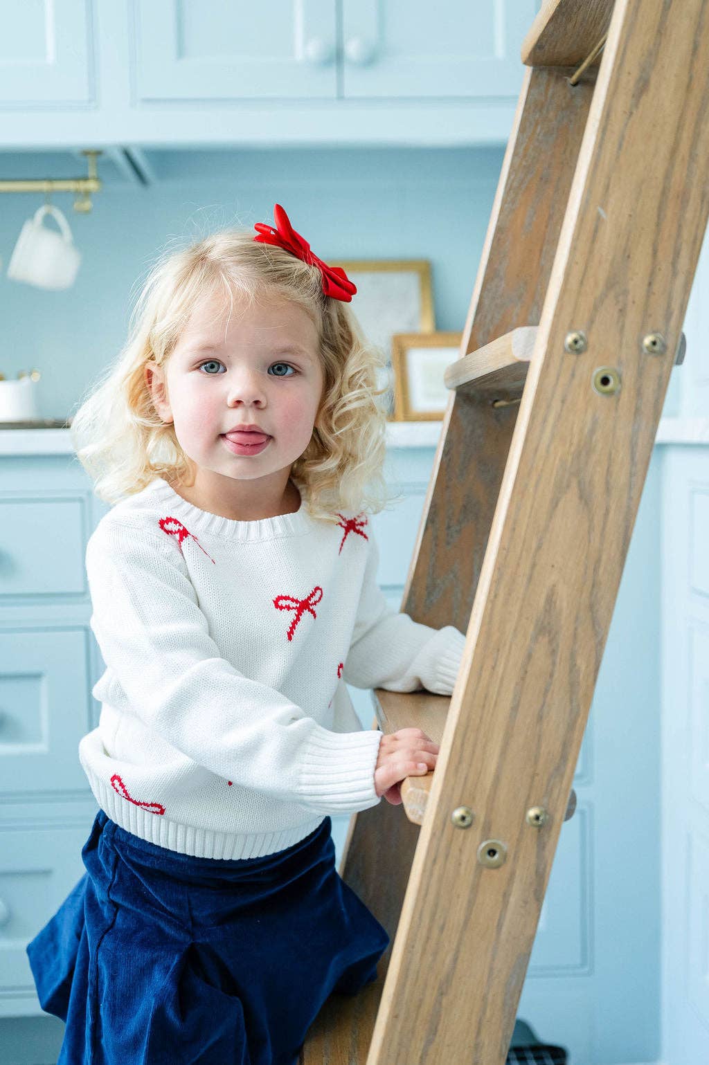 Ruth and Ralph Red and White Bows Sarah Sweater