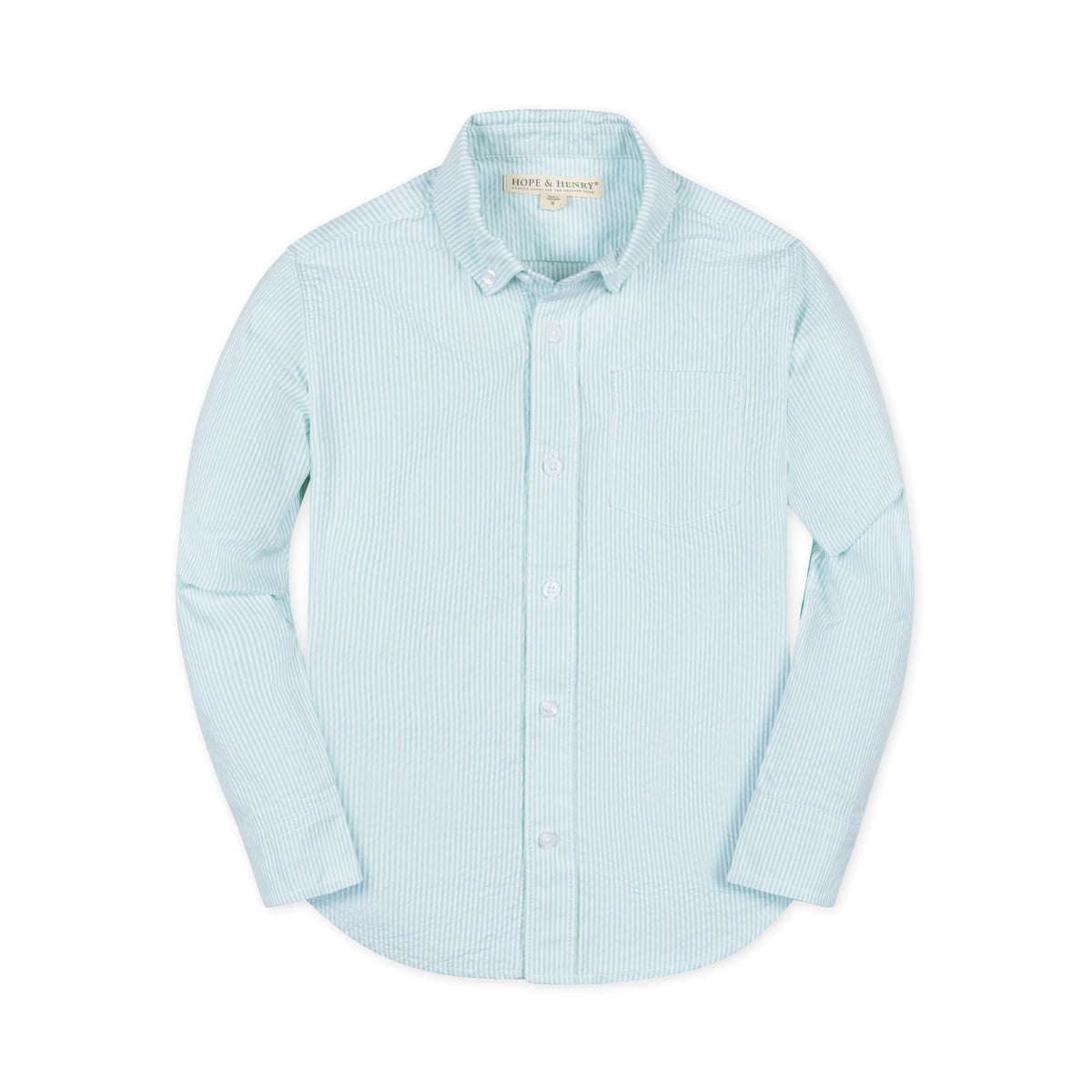 Hope and Henry Seersucker Shirt--Mint Seersucker