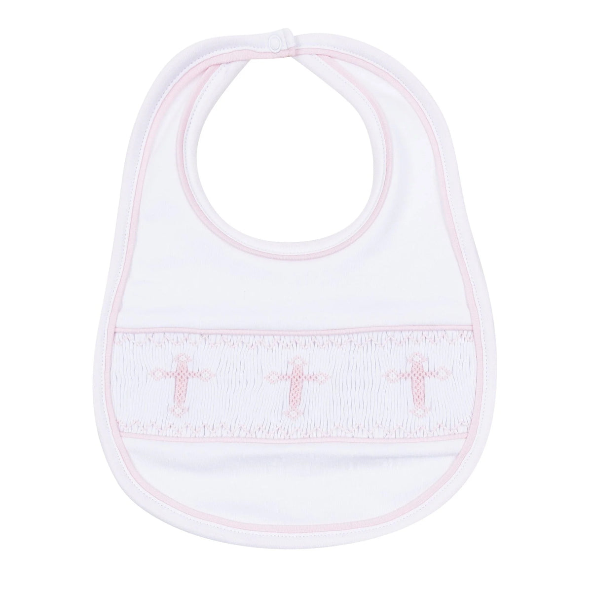Magnolia Baby Forever Blessed Smocked Bib--White/Pink