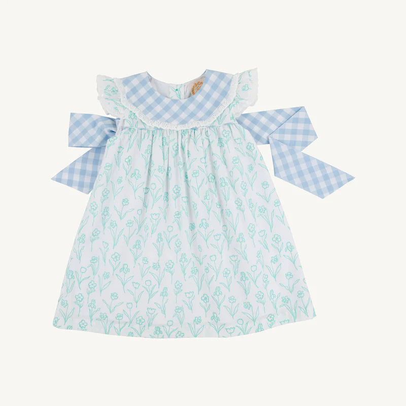Beaufort Bonnet Franny Frock--Franklin Flowers/Barrington Blue Check