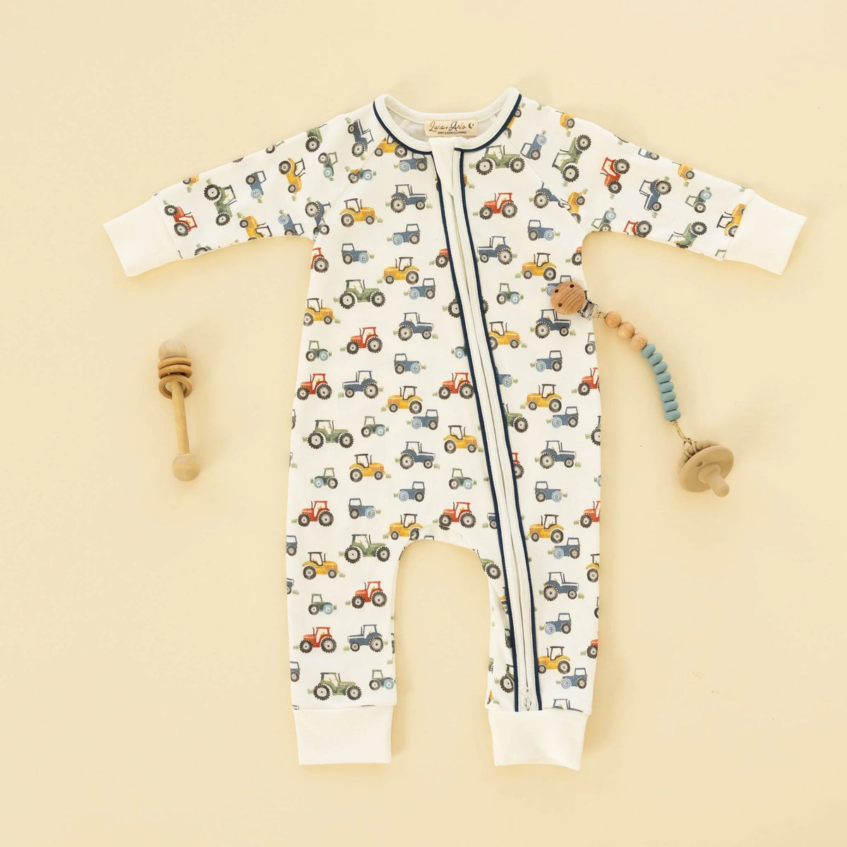 Magnolia Baby Harvest Haulers Zip Playsuit--Light Blue