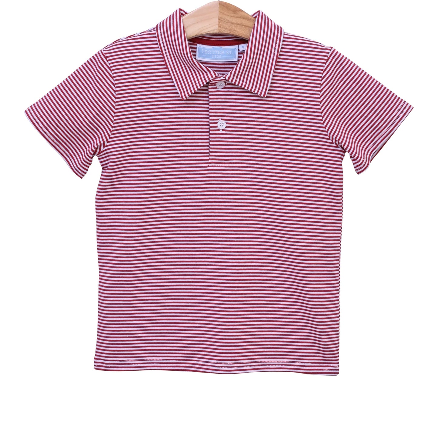 Trotter Street Henry Game Day Polo--Crimson Stripe