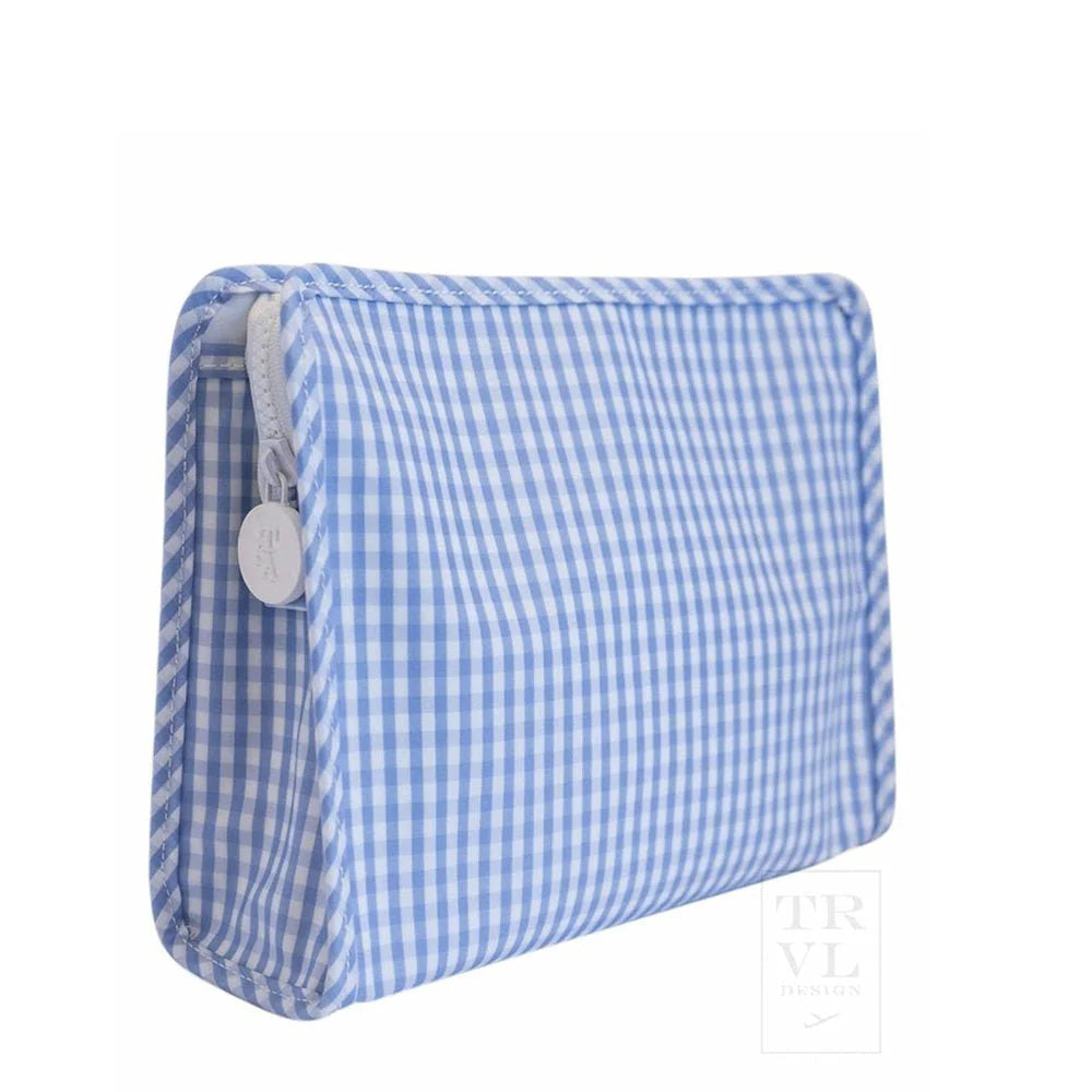 TRVL Design Roadie Small Zip Pouch--Gingham Sky