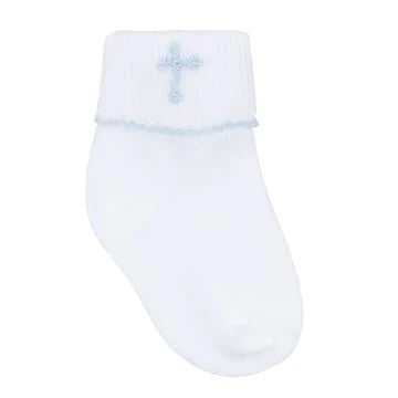 Magnolia Baby Forever Blessed Socks--White/Light Blue