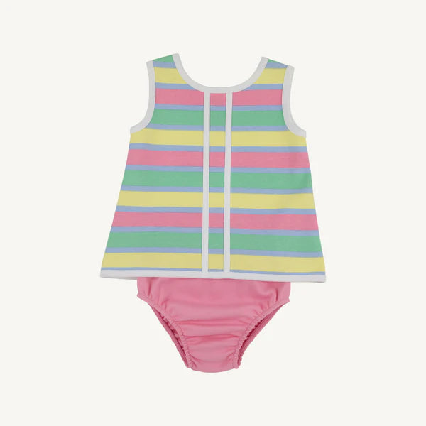 Beaufort Bonnet Mary Simms Bloomer Set--Samford Stripe (Hamptons Hot Pink)