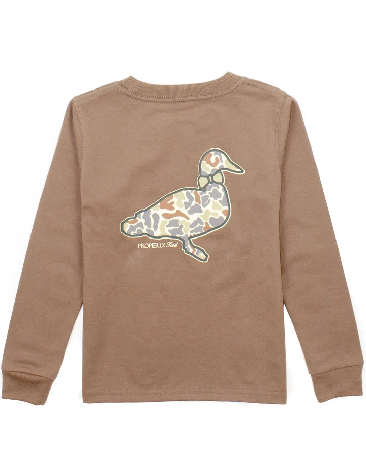 Properly Tied Boys Field Camo Logo Long Sleeve--Walnut