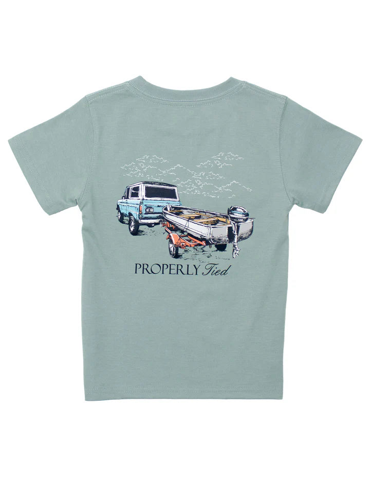 Properly Tied Baby Towing The Line Short Sleeve T-Shirt-- Fog