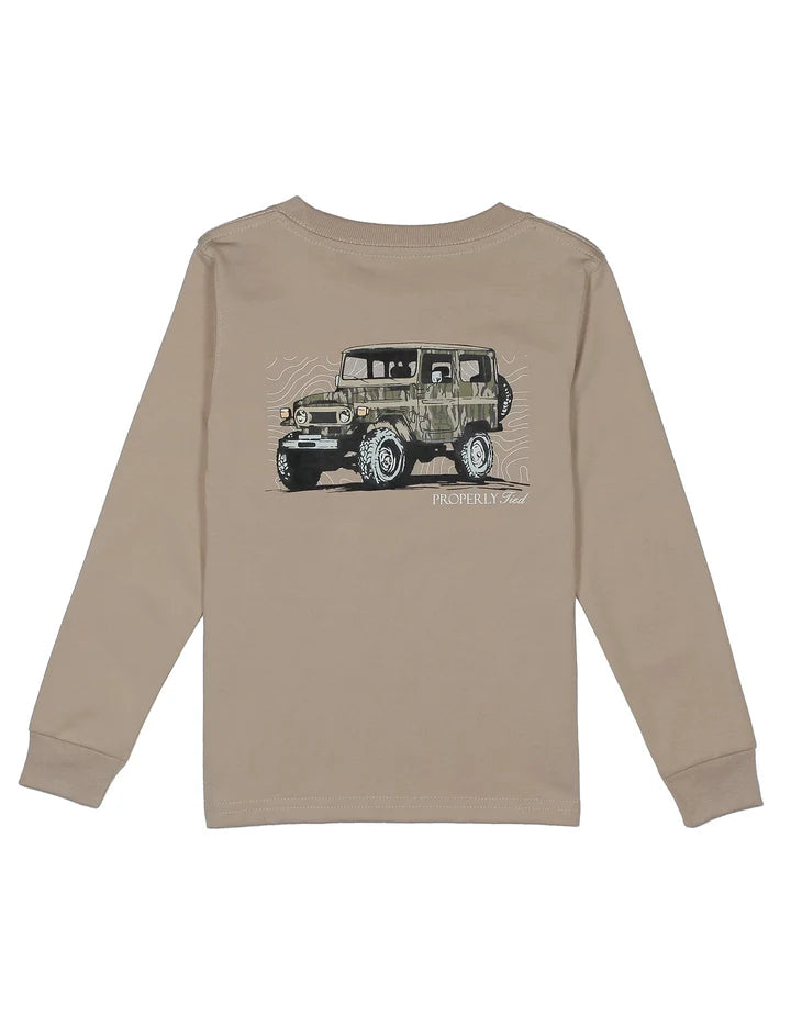 Properly Tied Boys Mossy Oak Topo Cruiser Long Sleeve--Sand