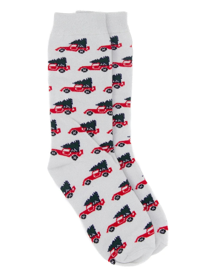 Properly Tied Boys Lucky Duck Socks--Christmas Truck