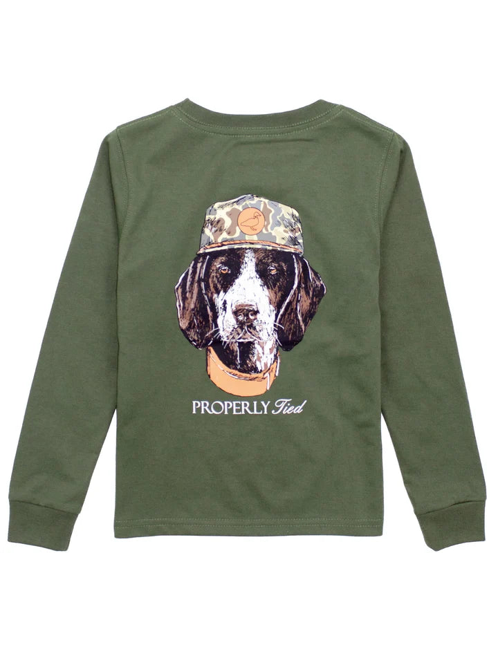 Properly Tied Boys Man's Best Friend Long Sleeve Olive
