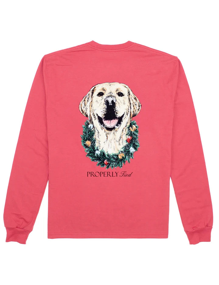 Properly Tied Baby Deck the Paws Long Sleeve Cabernet