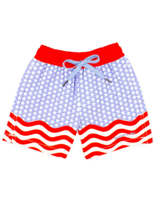 Properly Tied Boys Riviera Swim Trunk--Freedom