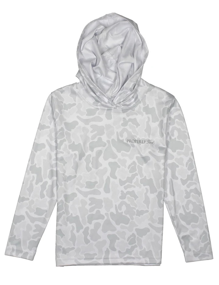 Properly Tied Boys Sportsman Performance Hoodie Snow Camo