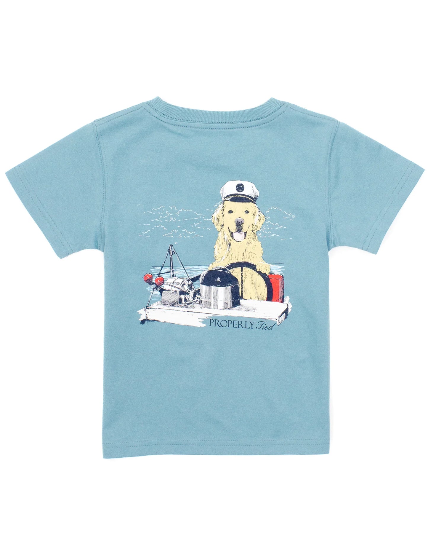 Properly Tied Boys Golden Captain Short Sleeved Coastal Sky T-Shirt