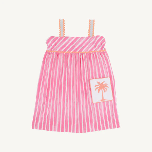 Beaufort Bonnet Millie Day Dress--Sea Wall Stripe (Winter Park Pink)/Worth Ave White
