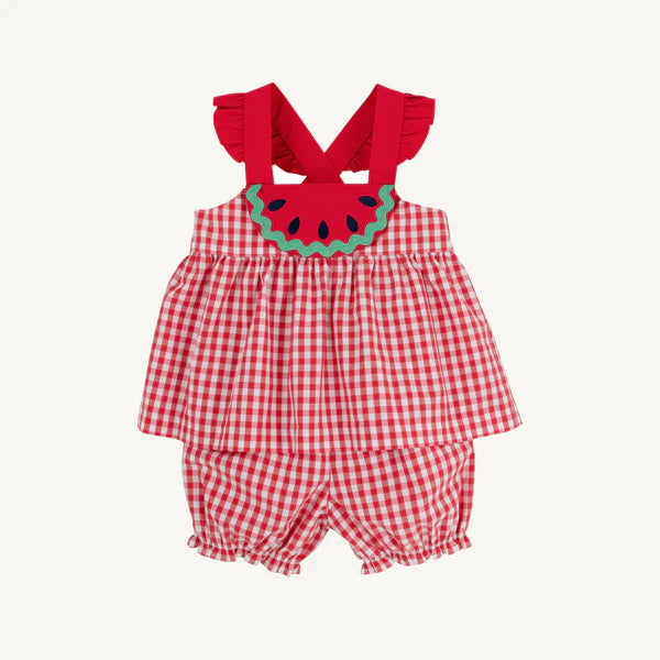Beaufort Bonnet Nancy's Novelty Set--Richmond Red Gingham with Watermelon