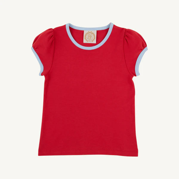 Beaufort Bonnet Penny's Play Shirt--Richmond Red with Beale Street Blue Onesie