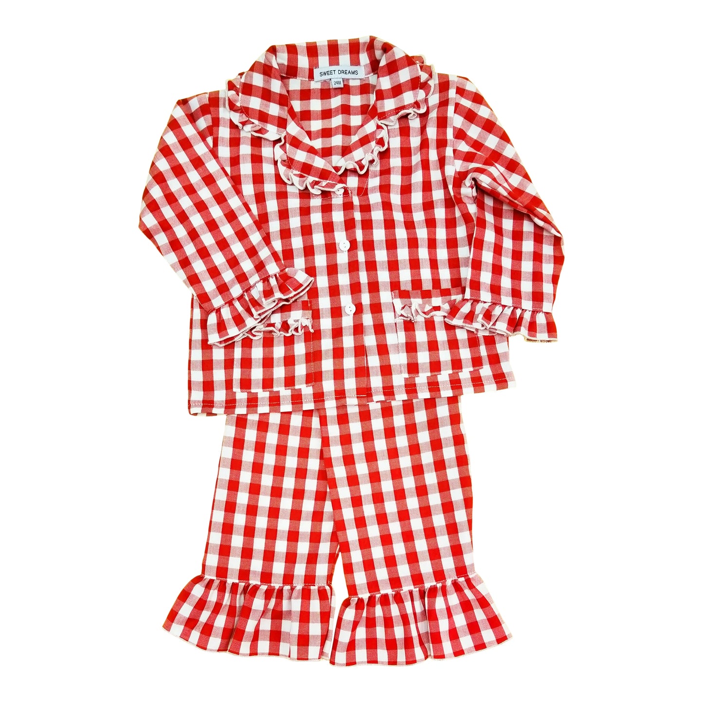 Sweet Dreams Red Gingham Girls Pajamas