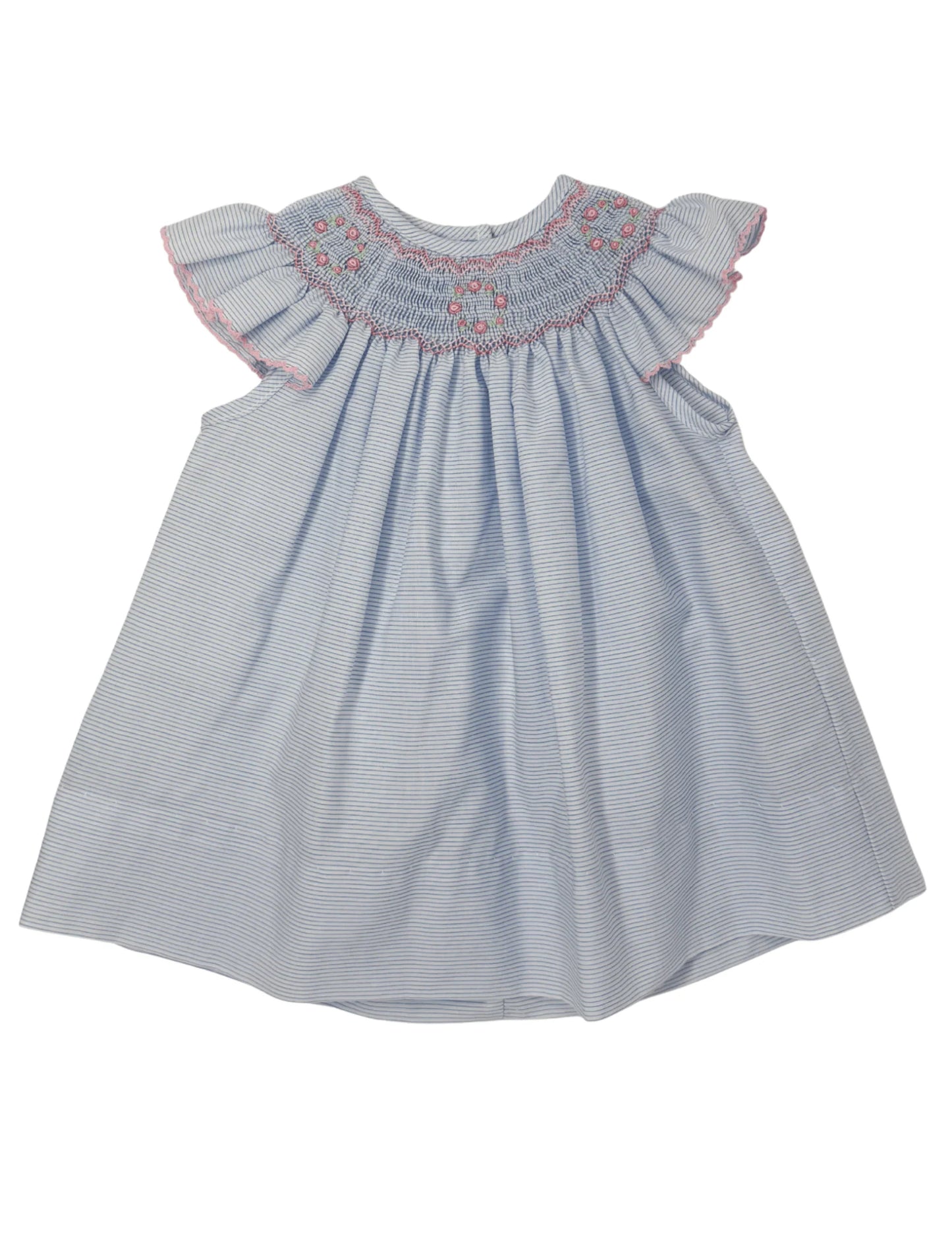 Petit Bebe Riley Blue Tiny Stripe Angel Wing Bishop