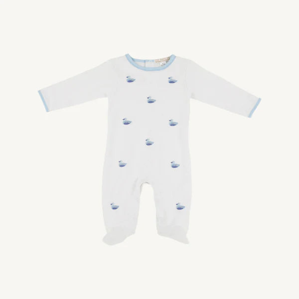 Beaufort Bonnet Rock Me Romper Worth Avenue White with Duck Embroidery