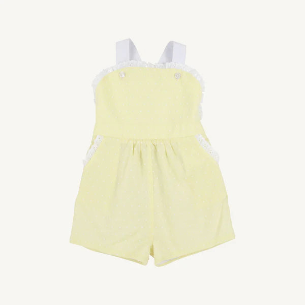 Beaufort Bonnet Ruthie Romper--York Yellow and Worth Ave White Dallas Dot