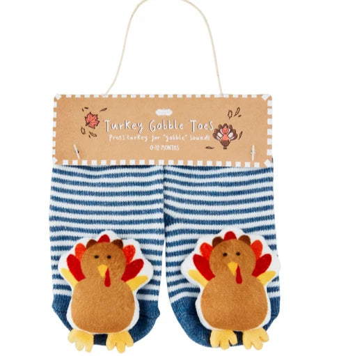 Mud Pie Blue Turkey Gobble Socks