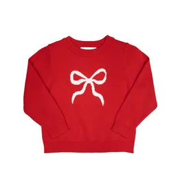Sage and Lilly Red and White Bow Sweater