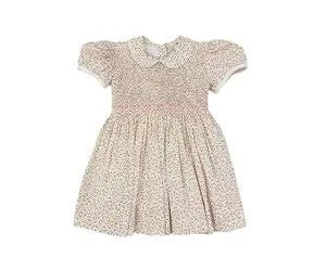 LuLu BeBe Nicole Pink Floral Smock Bodice Dress