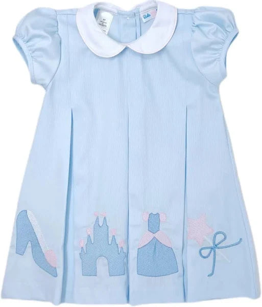 LuLu BeBe Dana Blue Castle Embroidered Dress