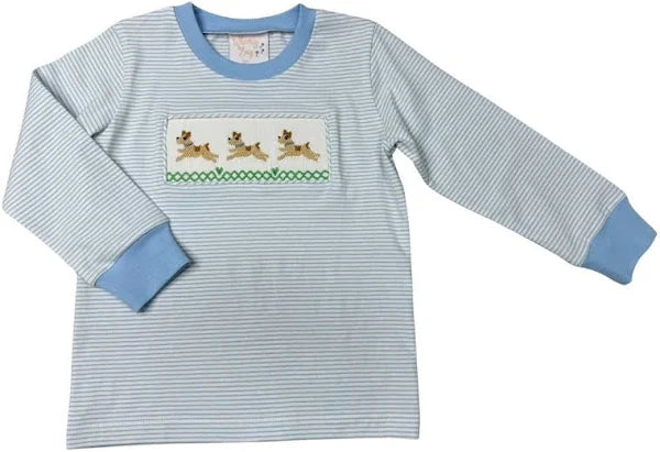 Whimsy Bay Petey Puppy Smocked Long Sleeve Shirt