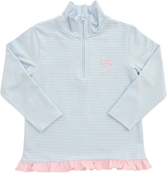 Itsy Bitsy 1/4 Zip Ruffle Pullover--Bow