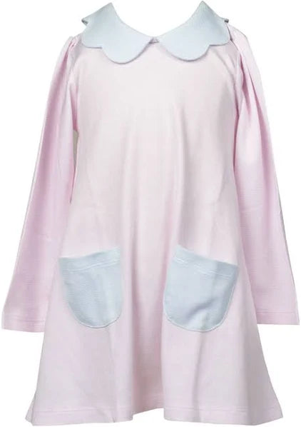 The Proper Peony Light Pink Stripe Aline Scallop Dress