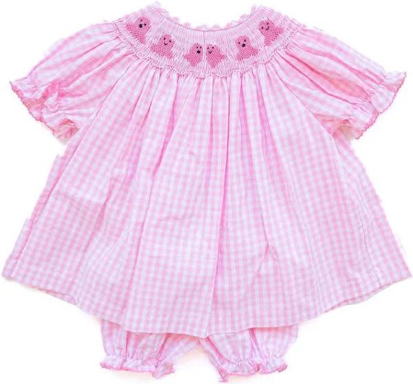 Ruth and Ralph Pink Ghosts Smocked Annabelle Bloomer Set