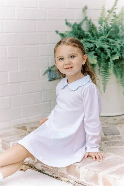 The Proper Peony Light Pink Stripe Aline Scallop Dress