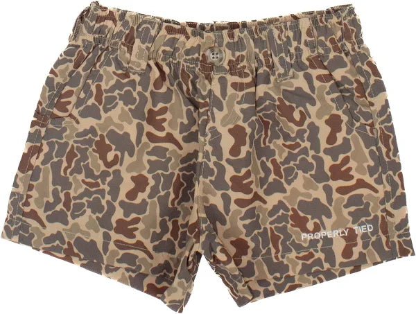 Properly Tied Boys Mallard Shorts Vintage Camo