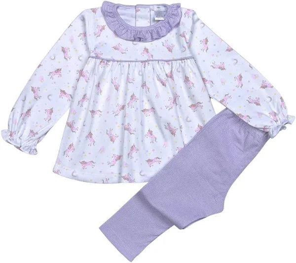 Baby Loren Unicorns Pima Pants Set