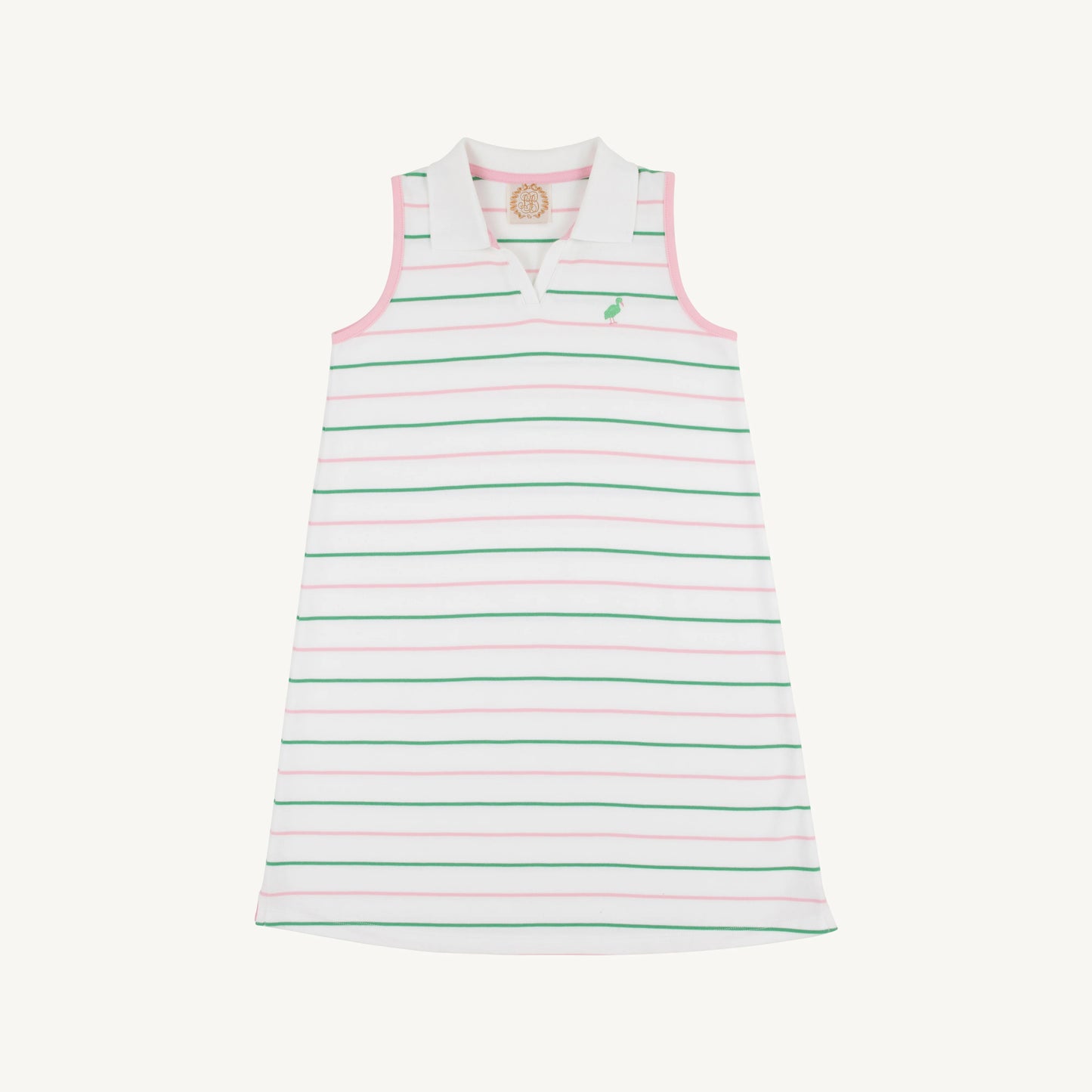 Beaufort Bonnet Sleeveless Maude's Polo Dress--Tradd Street Stripe/Pier Party Pink