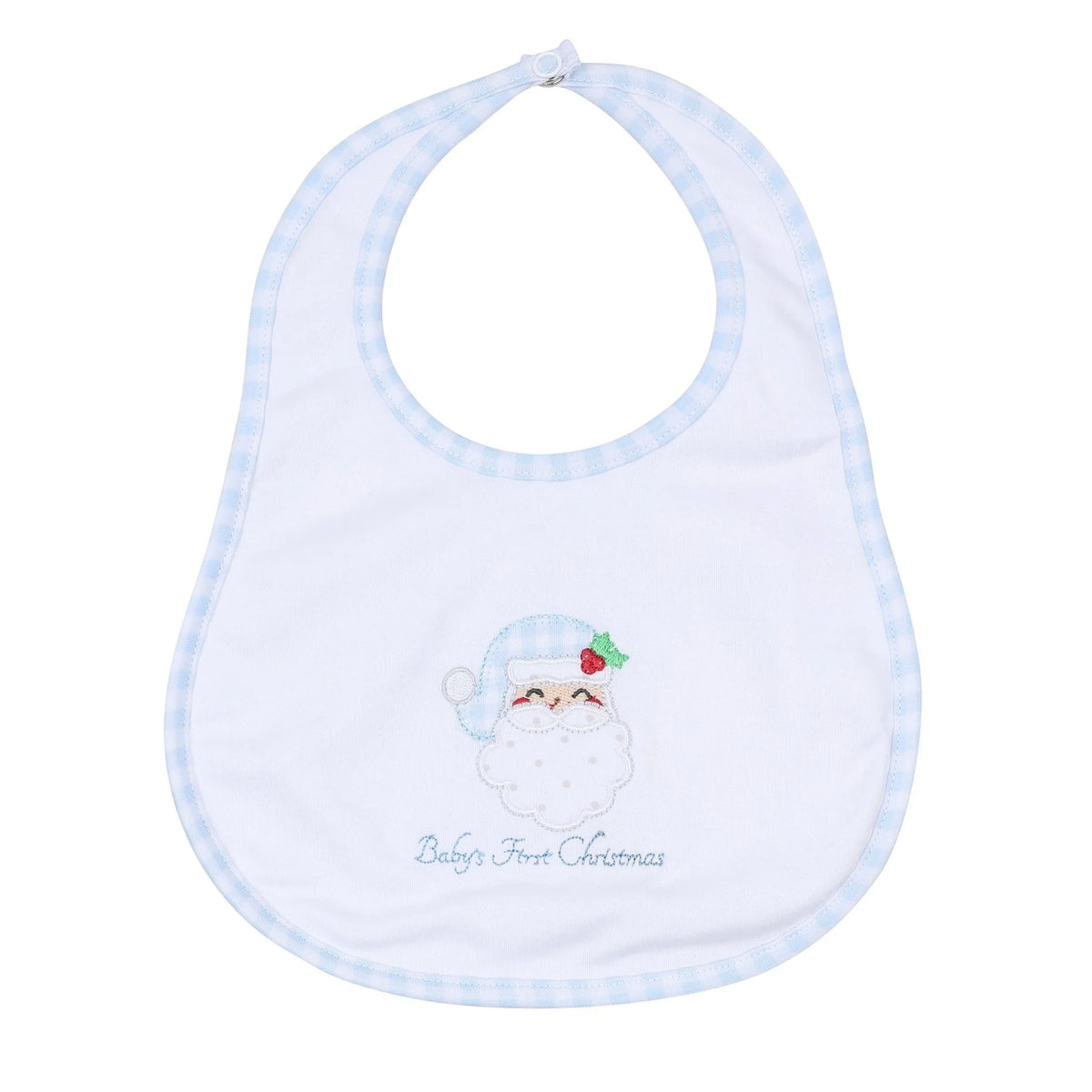 Magnolia Baby Sweet St Nick Applique Baby's 1st Christmas Bib--Light Blue