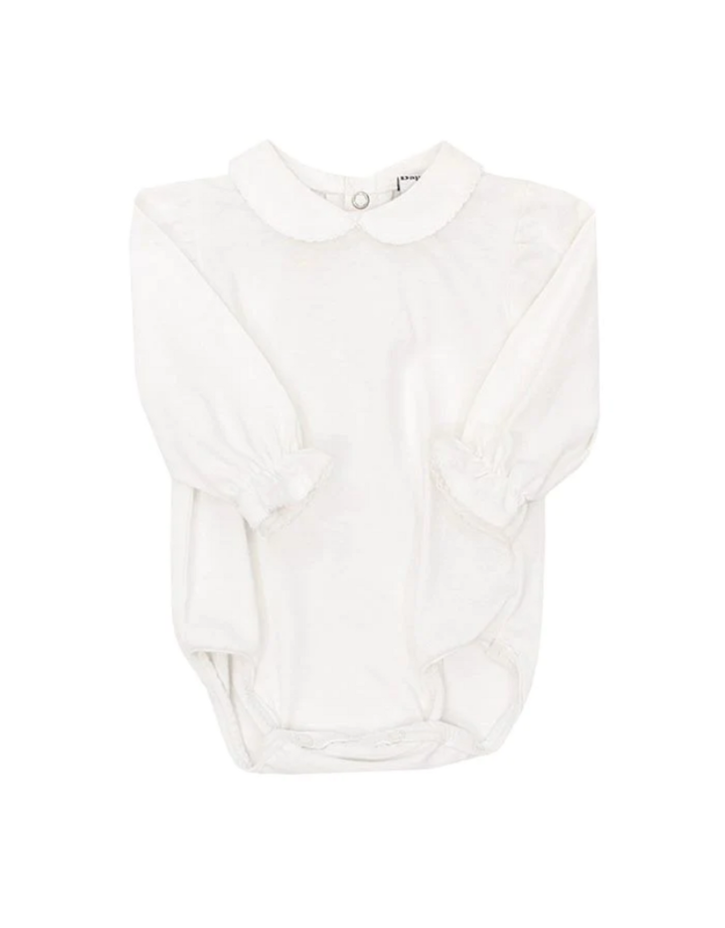 Bailey Boys White Knit, White Trim, Knit Girls Long Sleeve Onesie