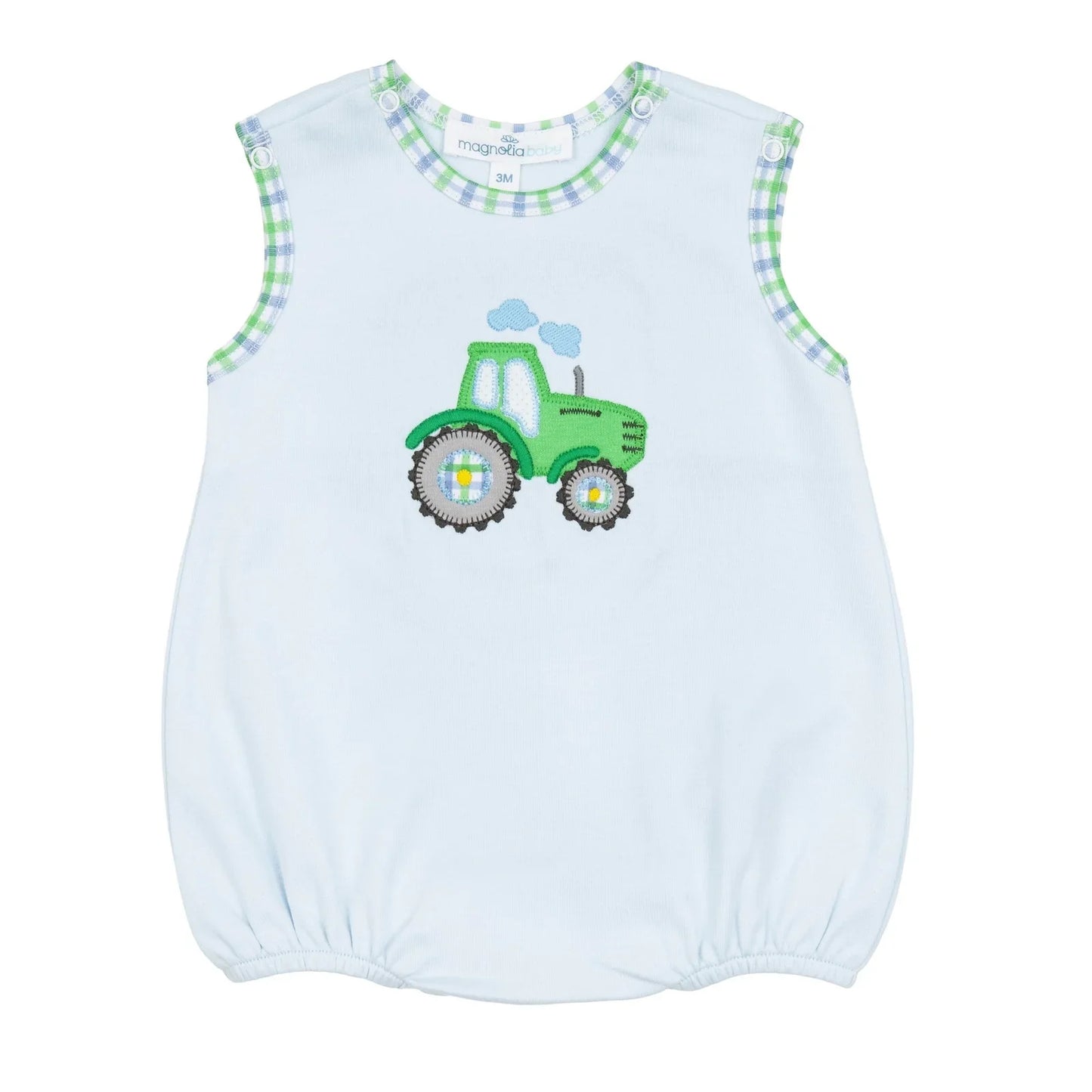Magnolia Baby Tractor Tales Appliqued Bubble Light Blue