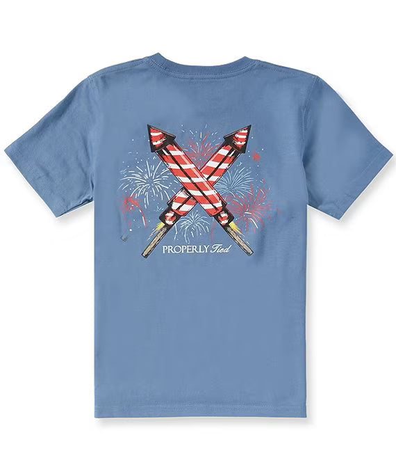 Properly Tied Boys Short Sleeve Tee--Firecracker--Space Blue