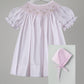 Baby Blessings Light Pink Geometric Iris Dress with Bonnet